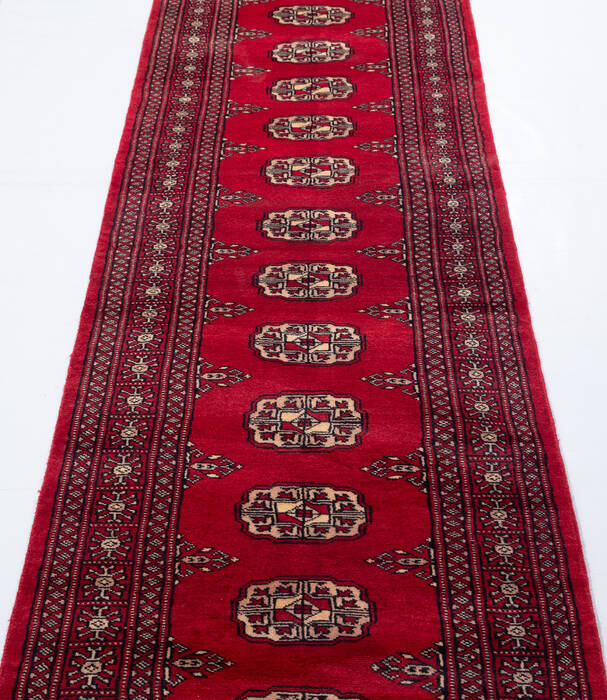 Bokhara Red Runner Hand Knotted 26 X 104 Area Rug 700-155593 Image 2