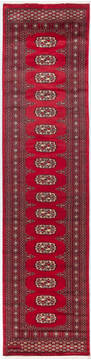 Bokhara Red Runner Hand Knotted 2'6" X 10'4"  Area Rug 700-155594
