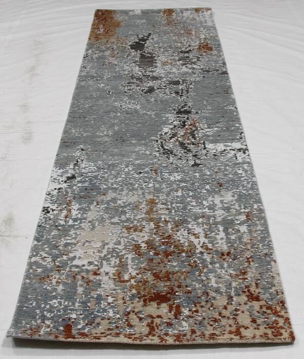 Modern-Contemporary Light Gray Runner Hand Loomed 26 X 100 Area Rug 254-155595 Image 5
