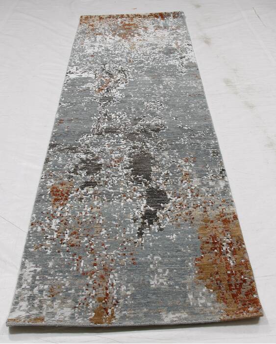 Modern-Contemporary Light Gray Runner Hand Loomed 26 X 100 Area Rug 254-155595 Image 6
