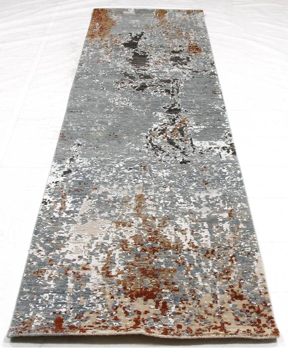 Modern-Contemporary Light Gray Runner Hand Loomed 26 X 100 Area Rug 254-155597 Image 6