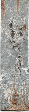 Modern-Contemporary Light Gray Runner Hand Loomed 2'6" X 10'0"  Area Rug 254-155597