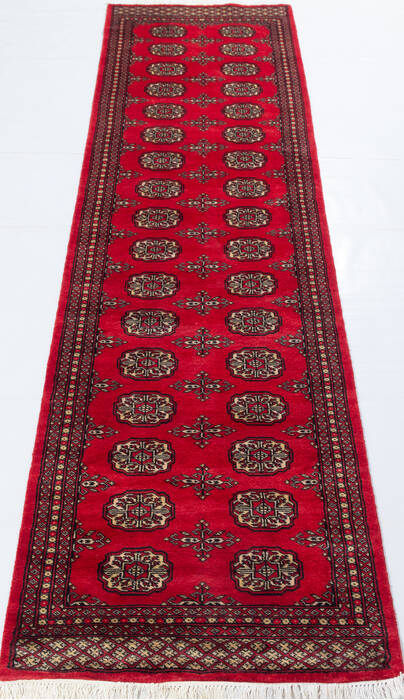 Bokhara Red Runner Hand Knotted 27 X 102 Area Rug 700-155599 Image 1