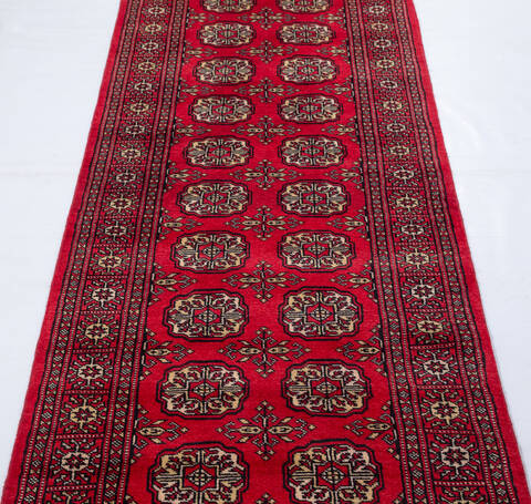 Bokhara Red Runner Hand Knotted 28 X 104 Area Rug 700-155601 Image 2