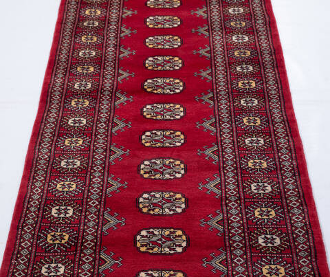 Bokhara Red Runner Hand Knotted 28 X 80 Area Rug 700-155602 Image 2