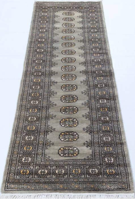 Bokhara Grey Runner Hand Knotted 29 X 86 Area Rug 700-155603 Image 1