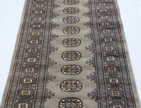 Bokhara Grey Runner Hand Knotted 29 X 86 Area Rug 700-155603 Image 2