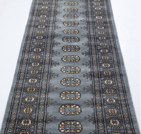 Bokhara Grey Runner Hand Knotted 210 X 96 Area Rug 700-155604 Image 2