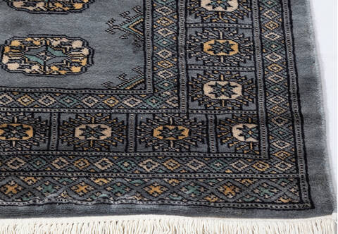 Bokhara Grey Runner Hand Knotted 210 X 96 Area Rug 700-155604 Image 3