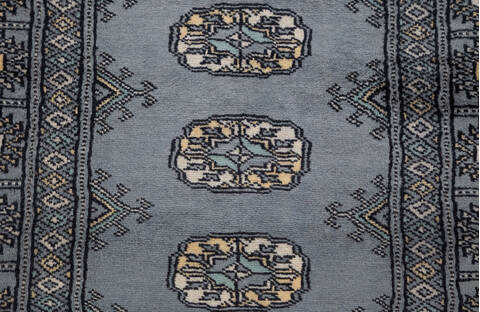 Bokhara Grey Runner Hand Knotted 210 X 96 Area Rug 700-155604 Image 4
