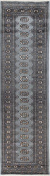 Bokhara Grey Runner Hand Knotted 2'10" X 9'6"  Area Rug 700-155604
