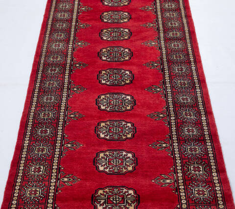 Bokhara Red Runner Hand Knotted 27 X 910 Area Rug 700-155605 Image 2
