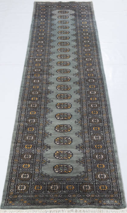 Bokhara Grey Runner Hand Knotted 27 X 99 Area Rug 700-155606 Image 1