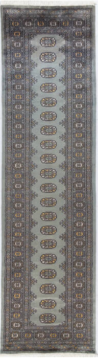 Bokhara Grey Runner Hand Knotted 27 X 99 Area Rug 700-155606 Image 0