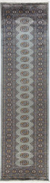 Bokhara Grey Runner Hand Knotted 2'7" X 9'9"  Area Rug 700-155606