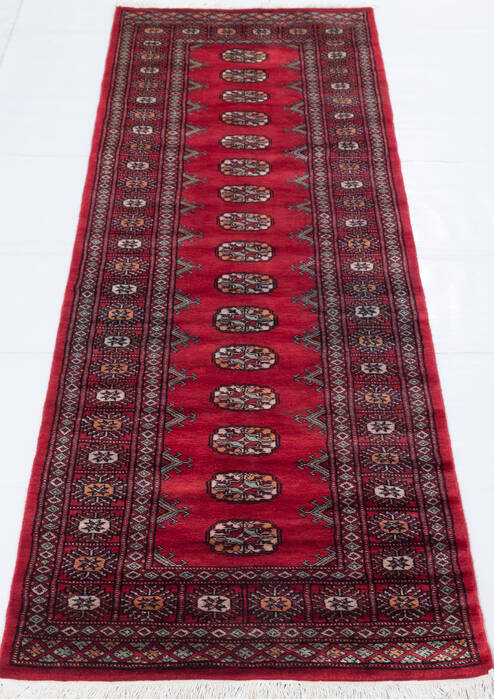 Bokhara Red Runner Hand Knotted 27 X 80 Area Rug 700-155609 Image 1
