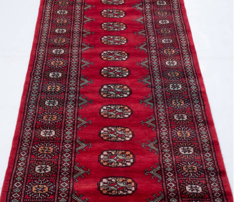 Bokhara Red Runner Hand Knotted 27 X 80 Area Rug 700-155609 Image 2