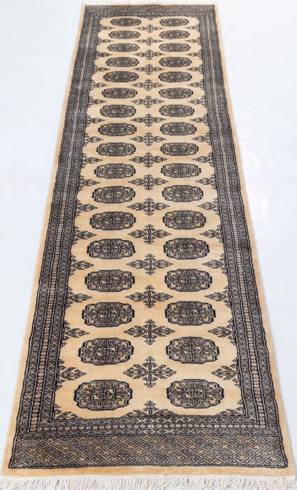 Bokhara Beige Runner Hand Knotted 27 X 102 Area Rug 700-155610 Image 1