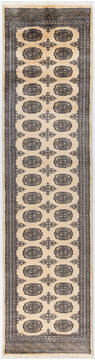 Pakistani Bokhara Beige Runner 10 to 12 ft Wool Carpet 155610