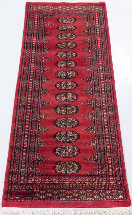 Bokhara Red Runner Hand Knotted 20 X 60 Area Rug 700-155611 Image 1