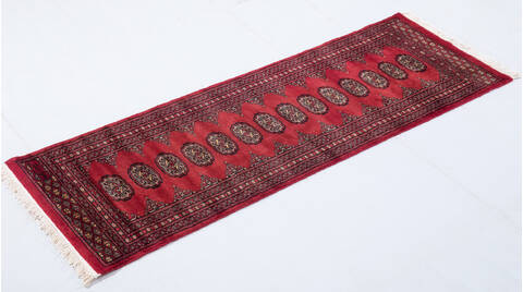 Bokhara Red Runner Hand Knotted 20 X 60 Area Rug 700-155611 Image 2
