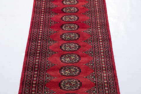 Bokhara Red Runner Hand Knotted 20 X 60 Area Rug 700-155611 Image 3