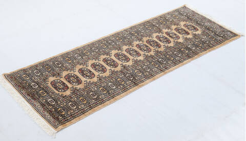 Bokhara Beige Runner Hand Knotted 21 X 62 Area Rug 700-155613 Image 2