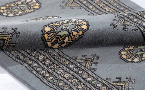 Bokhara Grey Runner Hand Knotted 22 X 60 Area Rug 700-155614 Image 6