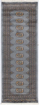 Bokhara Grey Runner Hand Knotted 2'2" X 6'0"  Area Rug 700-155614