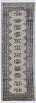 Pakistani Bokhara Grey Runner 6 ft and Smaller Wool Carpet 155615