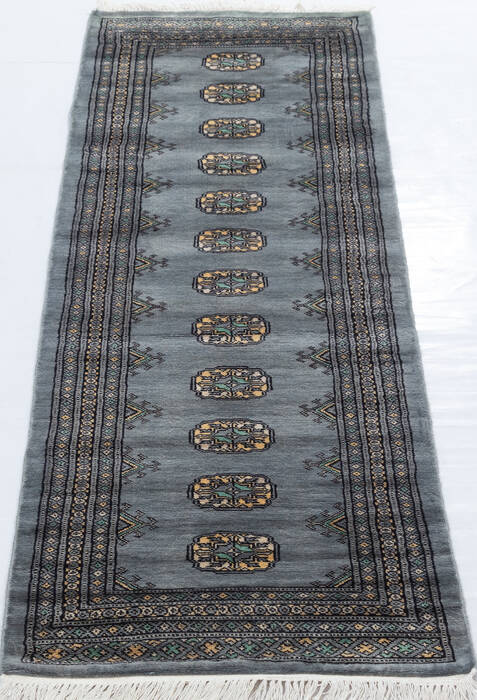 Bokhara Grey Runner Hand Knotted 22 X 62 Area Rug 700-155616 Image 1