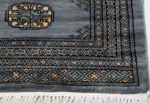 Bokhara Grey Runner Hand Knotted 22 X 62 Area Rug 700-155616 Image 3