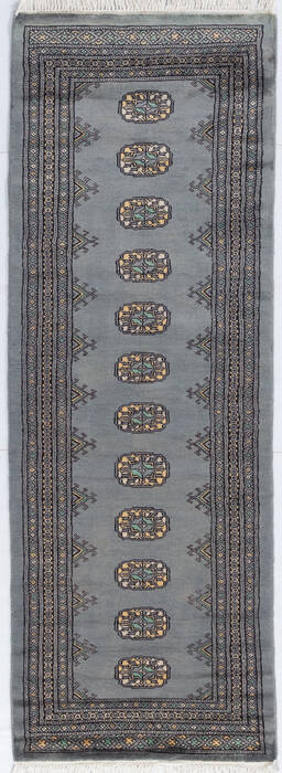 Bokhara Grey Runner Hand Knotted 22 X 62 Area Rug 700-155616 Image 0