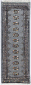 Pakistani Bokhara Grey Runner 6 ft and Smaller Wool Carpet 155616