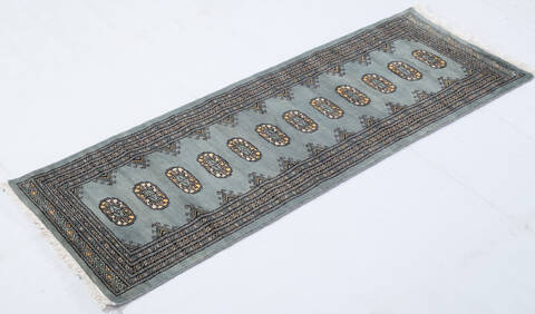 Bokhara Grey Runner Hand Knotted 21 X 511 Area Rug 700-155617 Image 2