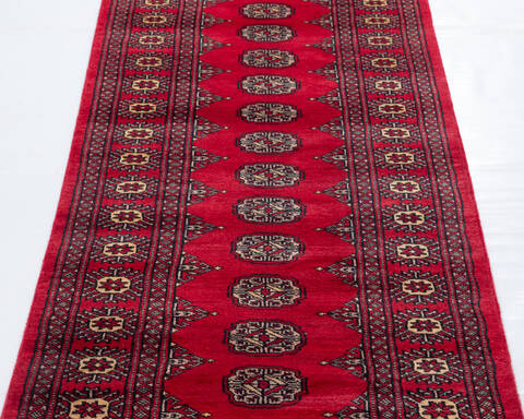 Bokhara Red Runner Hand Knotted 26 X 120 Area Rug 700-155618 Image 2
