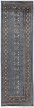 Bokhara Grey Runner Hand Knotted 2'8" X 8'7"  Area Rug 700-155622