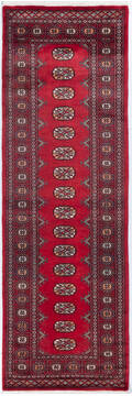 Bokhara Red Runner Hand Knotted 2'8" X 8'2"  Area Rug 700-155624