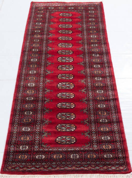 Bokhara Red Runner Hand Knotted 27 X 79 Area Rug 700-155625 Image 1