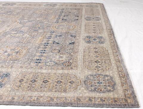 Ziegler Light Gray Hand Knotted 81 X 101 Area Rug 254-155637 Image 3