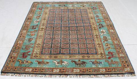 Kazak Green Hand Knotted 50 X 68 Area Rug 254-155639 Image 2
