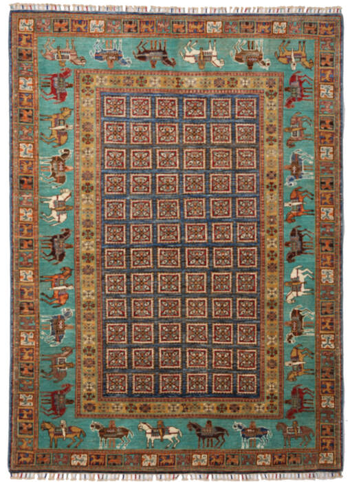 Kazak Green Hand Knotted 50 X 68 Area Rug 254-155639 Image 0