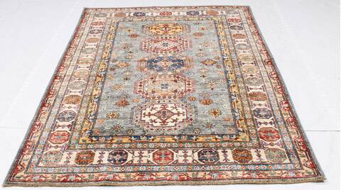 Kazak Grey Hand Knotted 50 X 68 Area Rug 254-155665 Image 5
