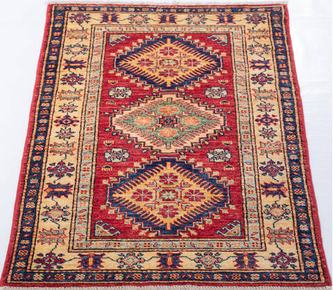 Kazak Red Hand Knotted 29 X 40 Area Rug 700-155683 Image 1