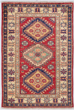 Kazak Red Hand Knotted 2'9" X 4'0"  Area Rug 700-155683