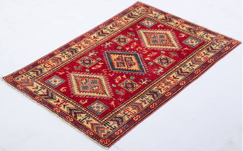 Kazak Red Hand Knotted 29 X 42 Area Rug 700-155684 Image 2