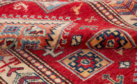 Kazak Red Hand Knotted 29 X 42 Area Rug 700-155684 Image 6