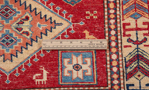 Kazak Red Hand Knotted 29 X 42 Area Rug 700-155684 Image 7