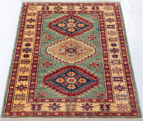 Kazak Green Hand Knotted 210 X 42 Area Rug 700-155685 Image 1