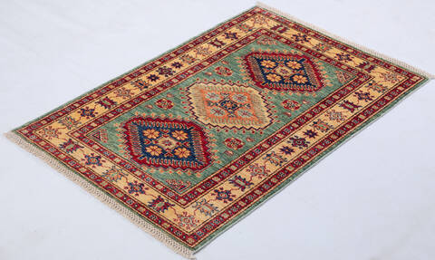 Kazak Green Hand Knotted 210 X 42 Area Rug 700-155685 Image 2